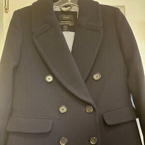 J.CREW women's double-breasted double wool Made in Italy Navy size 4 quiet luxe